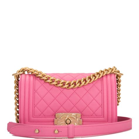 chanel boy small pink and gold|chanel boys bag size.